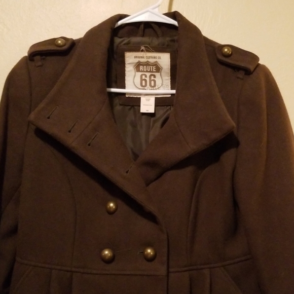 Olive Green Army Peacoat - Picture 4 of 5